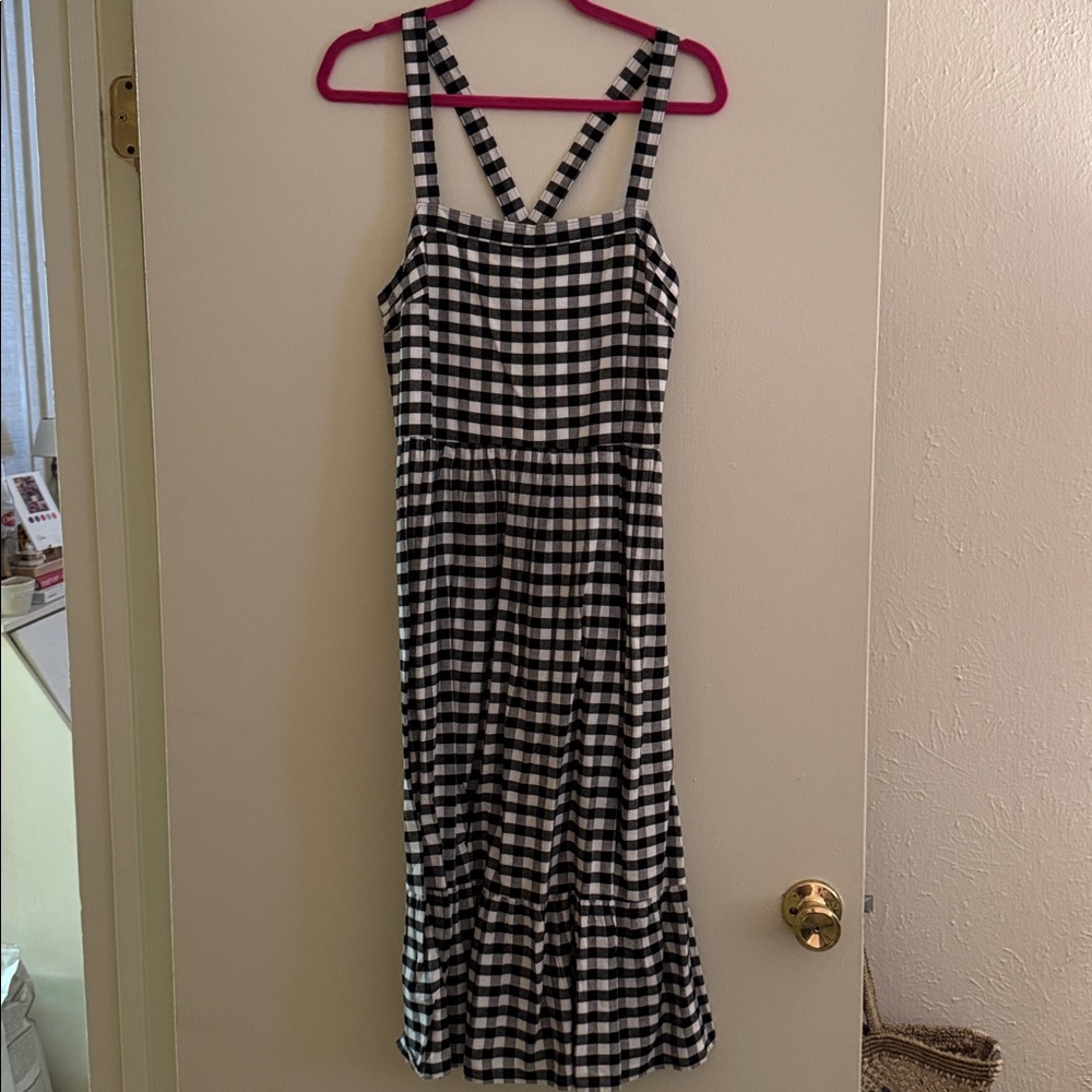LOFT Black and White Checkered Dress